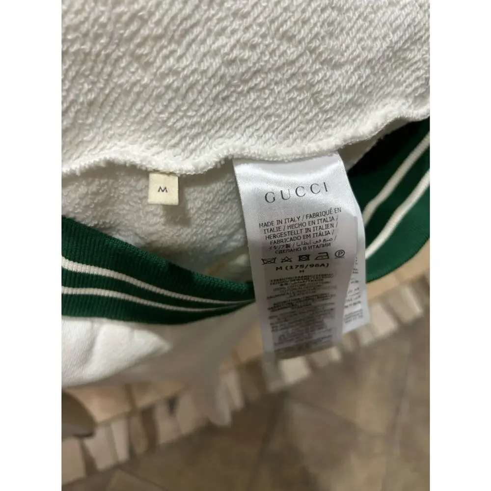 Men's Gucci white cotton jersey sweatshirt green 1921 interlocking G size medium